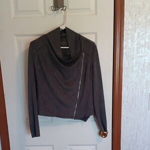 Blank NYC Gray Leather Moto Jacket Asymmetrical Design
